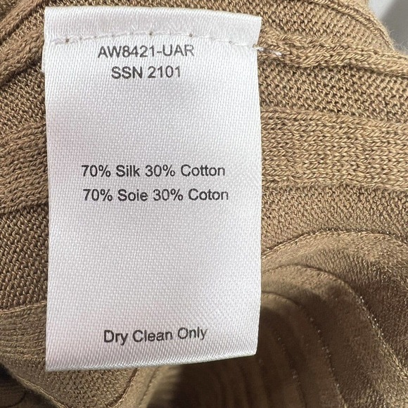 ATM Anthony Thomas Melillo Silk Wide Rib Long Cardigan Sweater Tan Small - Picture 7 of 9